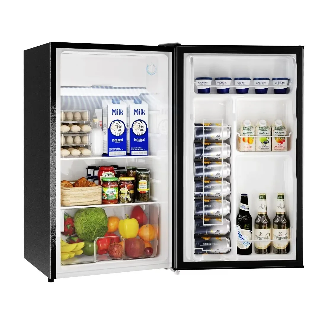 BANGSON Mini Fridge, 3.2Cu.Ft, Energy Saving, Low Noise with Reversible single door, mini fridge for Bedroom Office and Dorm, Black