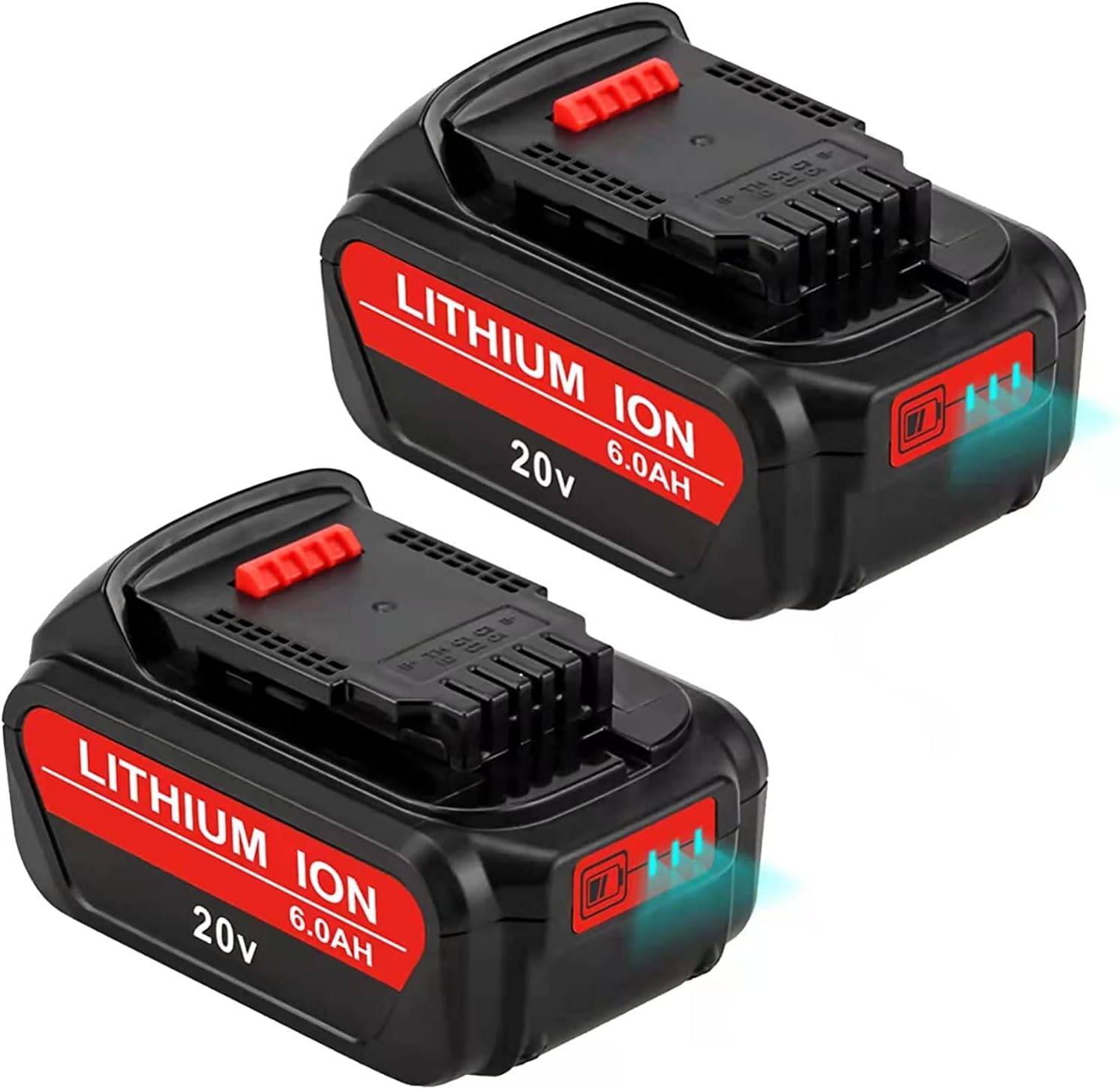 2-Pack 20Volt 6.0Ah Replacement Battery Compatible with Dewalt 20V Battery MAX DCB205 DCB206-2 DCB205-2 DCB204 DCB203 DCB201 DCD/DCF/DCG/DCS Series
