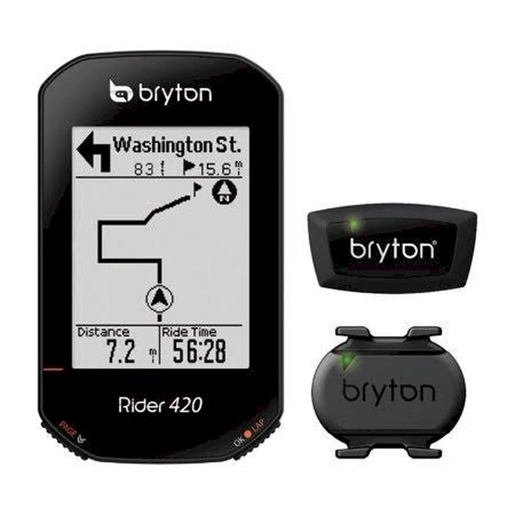 Bryton Rider 420T GPS Cycling Bike Computer (Cadence+HRM Sensors Bundle). Simply Precise., Black - Megean
