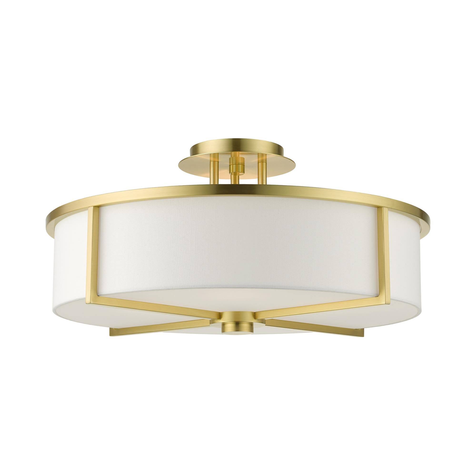 Livex Lighting-51075-12-Wesley - 4 Light Semi-Flush Mount Satin Brass