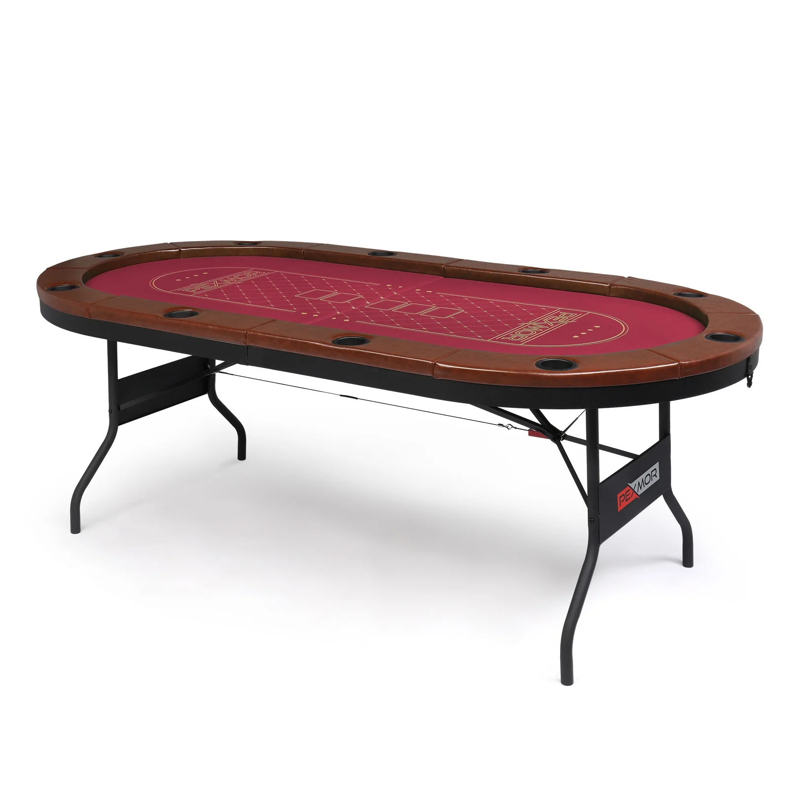 PEXMOR Foldable 10 Player Poker Table, Folding Casino Table Texas Holdem Poker Table