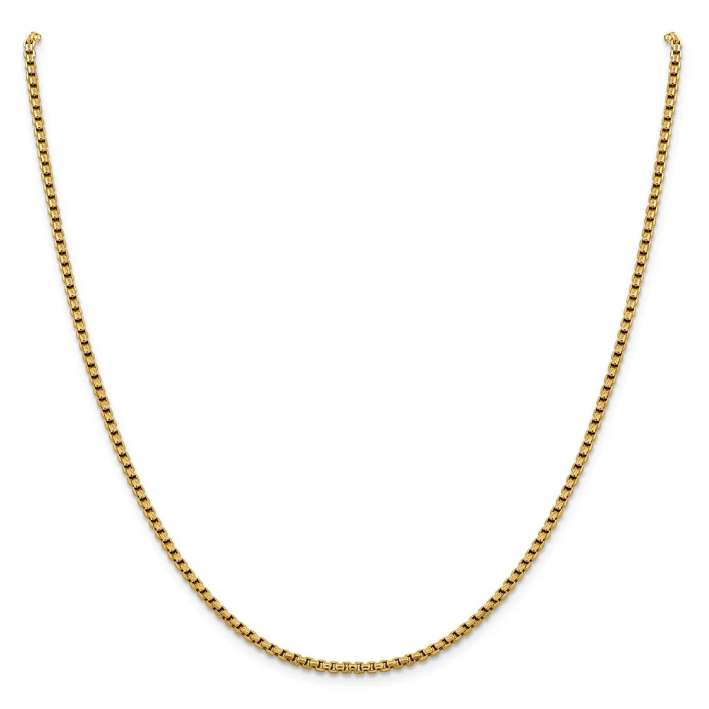 Leslie's Real 14kt Yellow Gold 2.4mm Diamond Cut Round Box Chain; 18 inch; Lobster Clasp; for Adults and Teens; for Women and Men