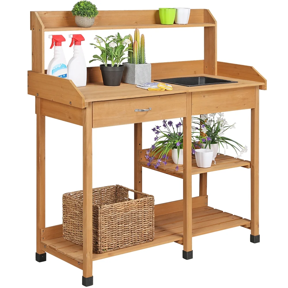 Yaheetech Cedarwood Potting Bench with Removable Sink