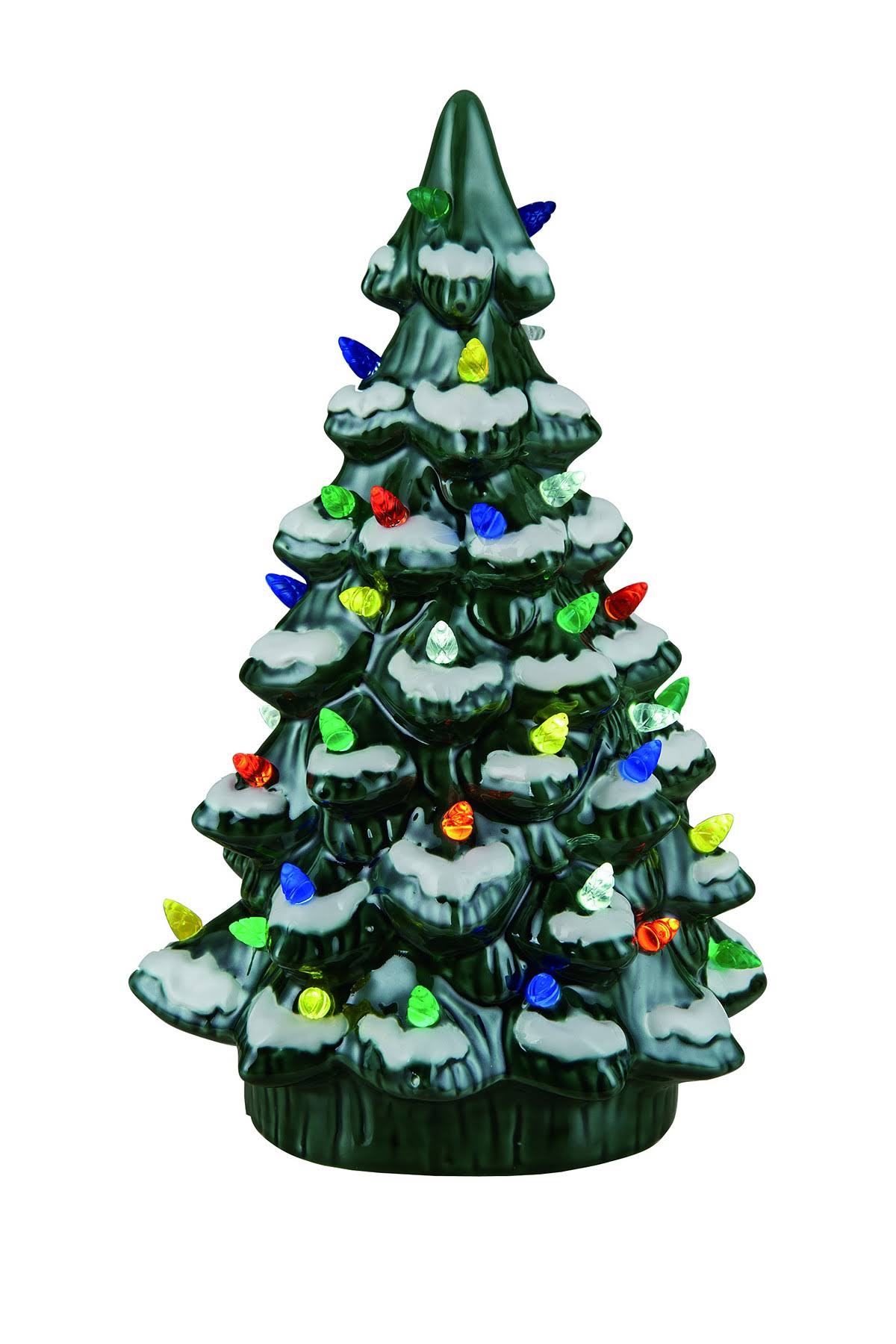 Transpac Ceramic 14 in. Green Christmas Light Up Tree Decor