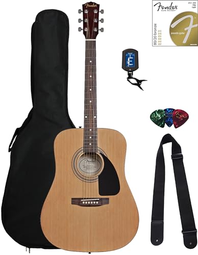 Fender FA-115 Dreadnought Acoustic Guitar - Sunburst Bundle with Gig Bag, Tuner, Strings, Strap, and Picks