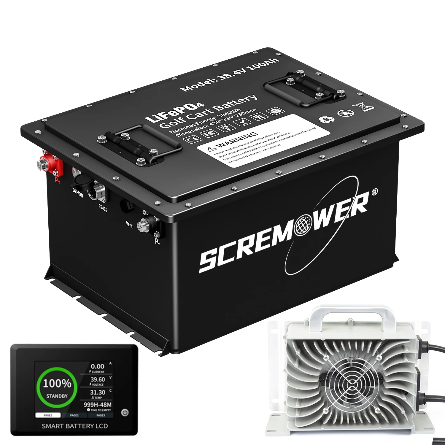 36V 100Ah Lithium Golf Cart Battery, 8000+ Deep Cycles Rechargeable LiFePO4 Golf Cart Battery 200A BMS