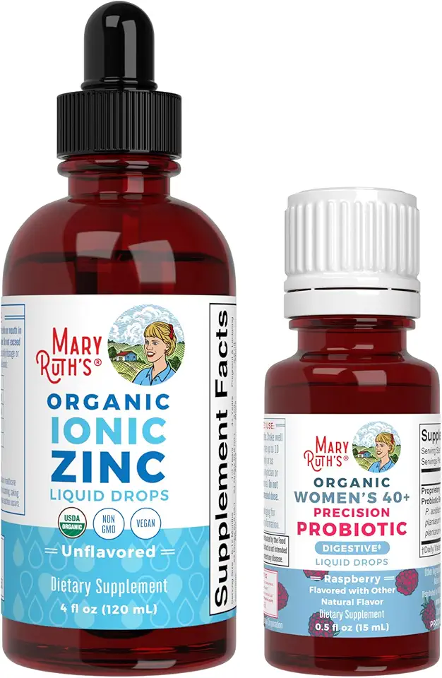 MaryRuth Organics Probiotic Digestion (Raspberry) for Women 40+ & Zinc Drops | Clean Label Project Verified® | Vitamins for Gut Health and Immunity |