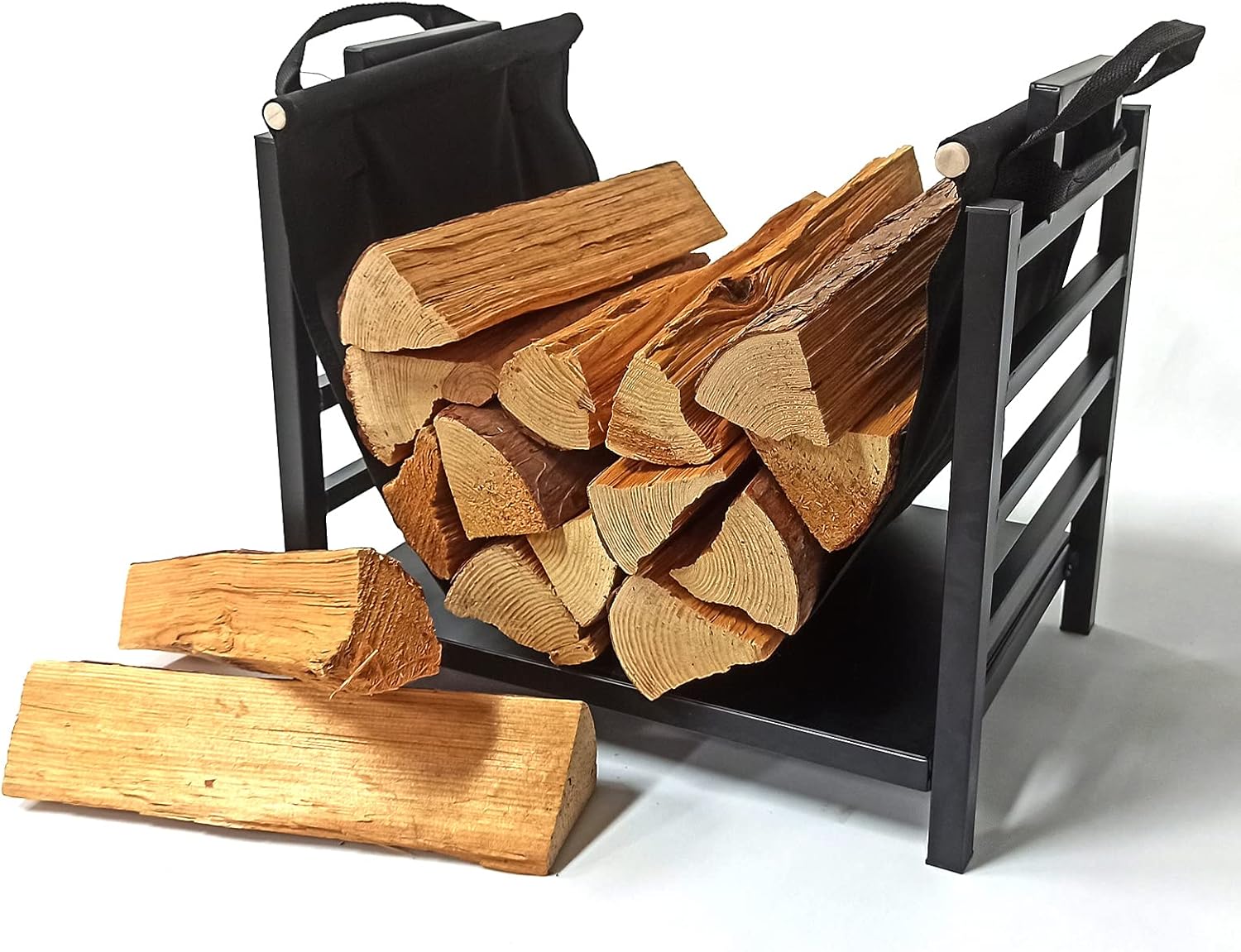 Meordi 17"metal wood rack,heavy duty wood rack for fireplace indoor,wood holders firewood small,modern log racks indoor for firewood tragbar