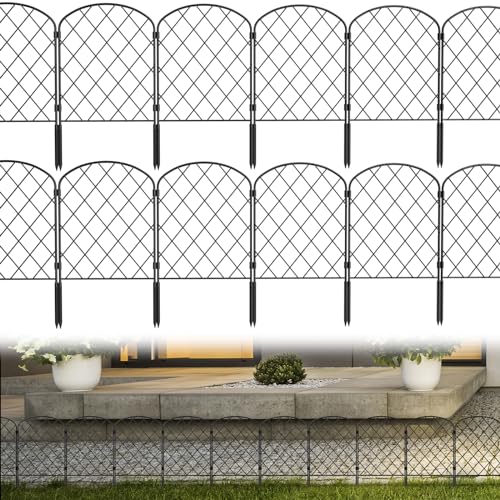 Decorative Garden Fence 30 Pack Animal Barrier Fencing 33ft (L) x 22in (H) Rustproof Metal Wire Section Edging with Plastic Stakes Dog Fence Outdoor