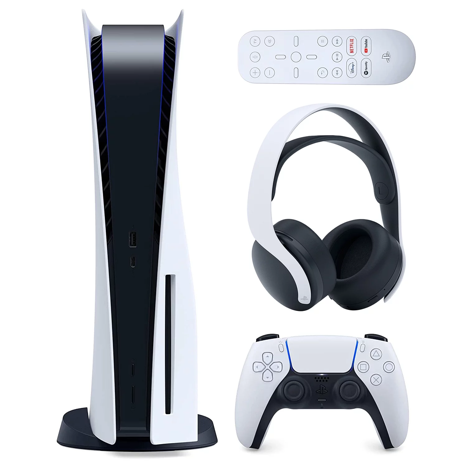 Sony Playstation 5 Disc Version (Sony PS5 Disc) with Headset, Media Remote and Cleaning Cloth Bundle - Curated Treasures Market