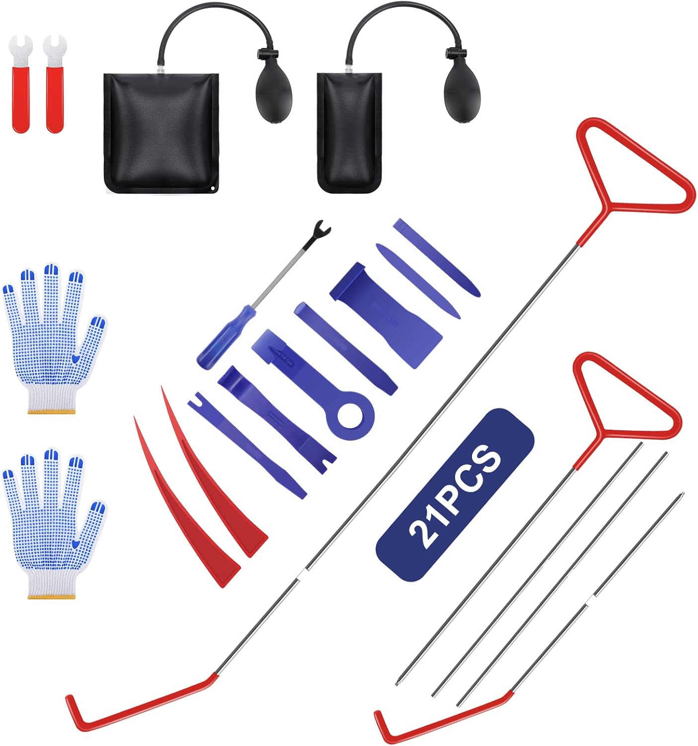 GODCRAE Car Tool Kit, 21PCS Professional Car Door Unlock Kit Lockout Tool with Long Reach Grabber