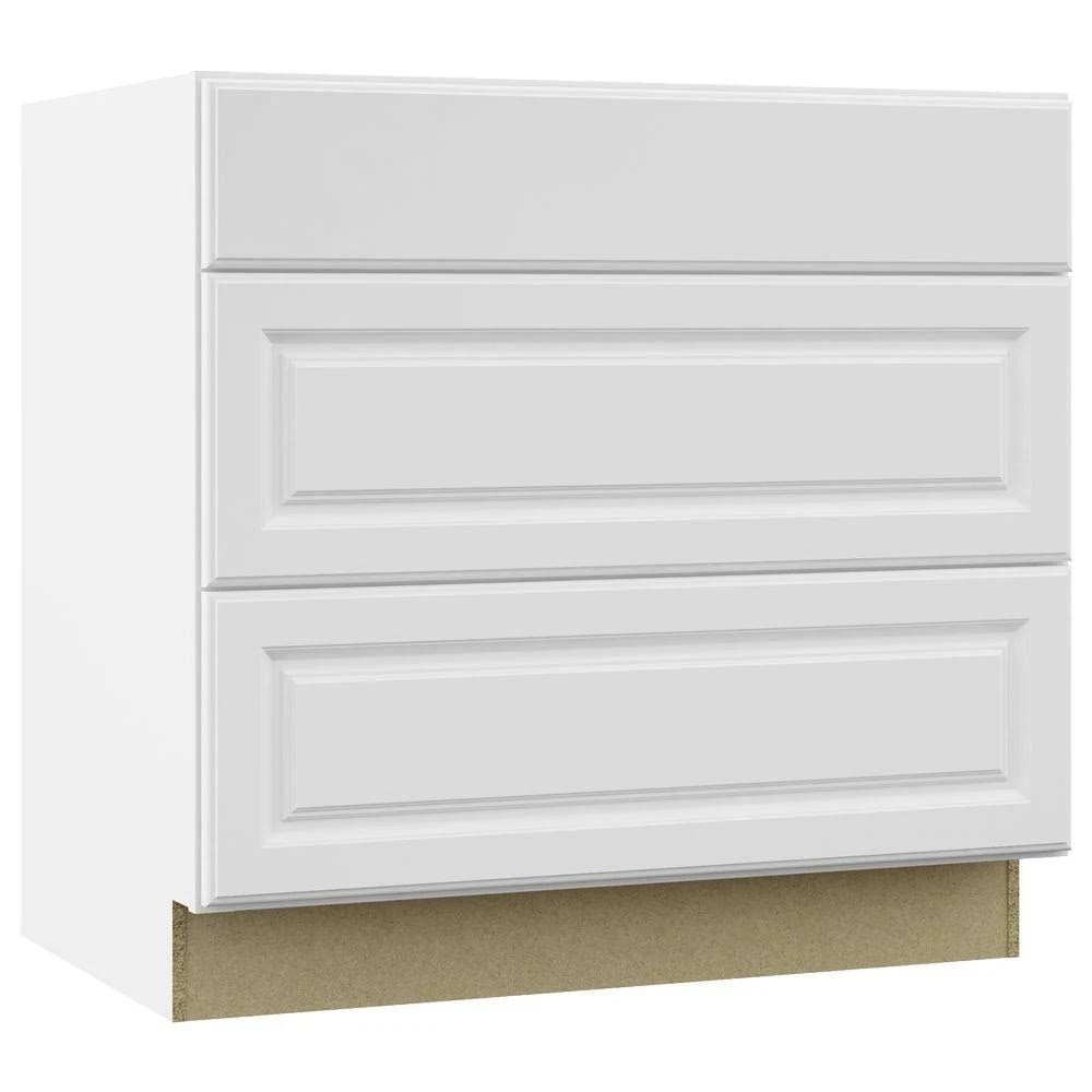 Hampton Bay KDB36-SW Assembled 36x34.5x24 in. Pots and Pans Drawer Base Kitchen Cabinet in Satin Whit