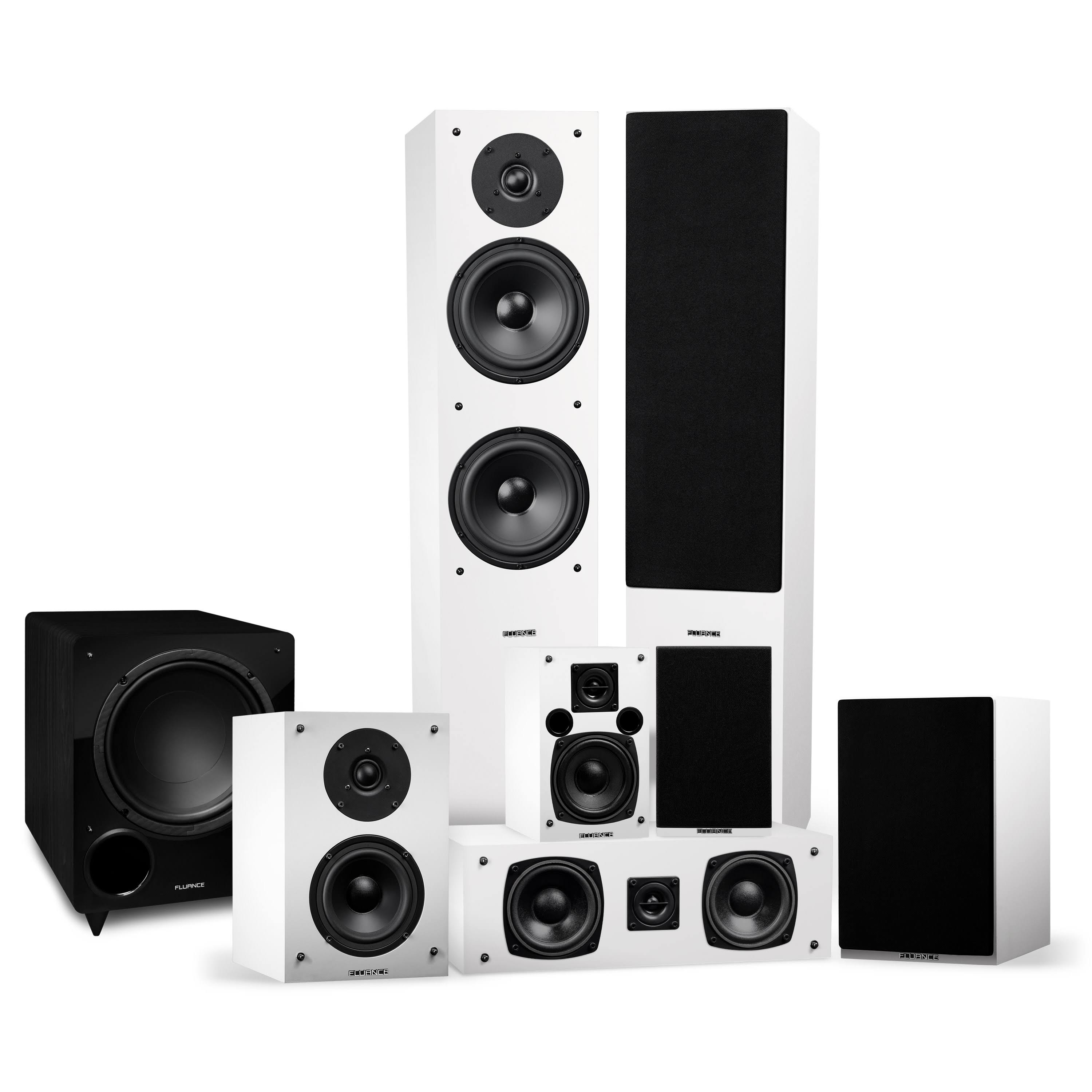 Fluance Elite High Definition Surround Sound Home Theater 7.1 Speaker System - White (SX71WHR)