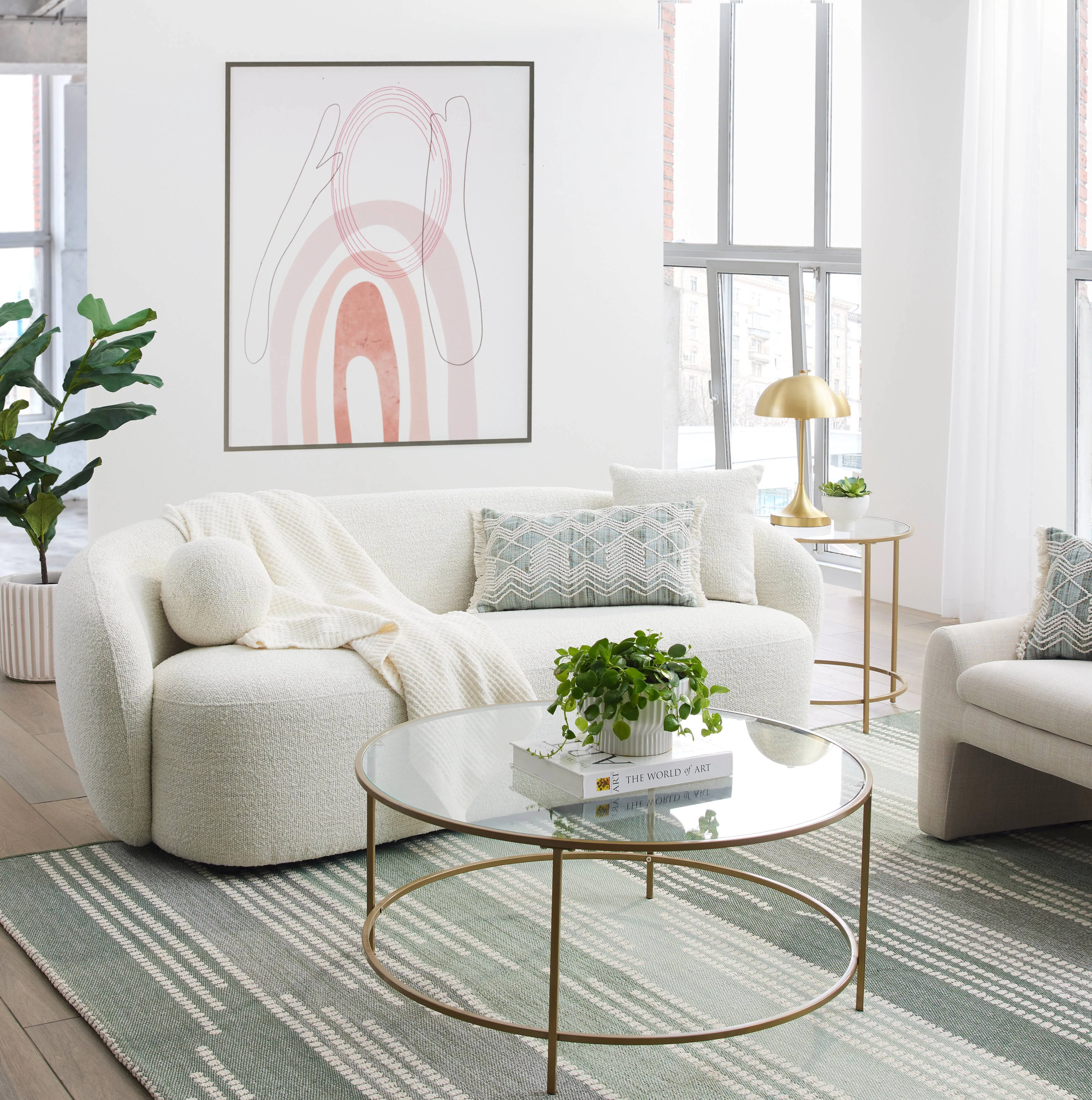 Better Homes & Gardens Juliet Curved Sofa, Ivory - Curated Treasures Market