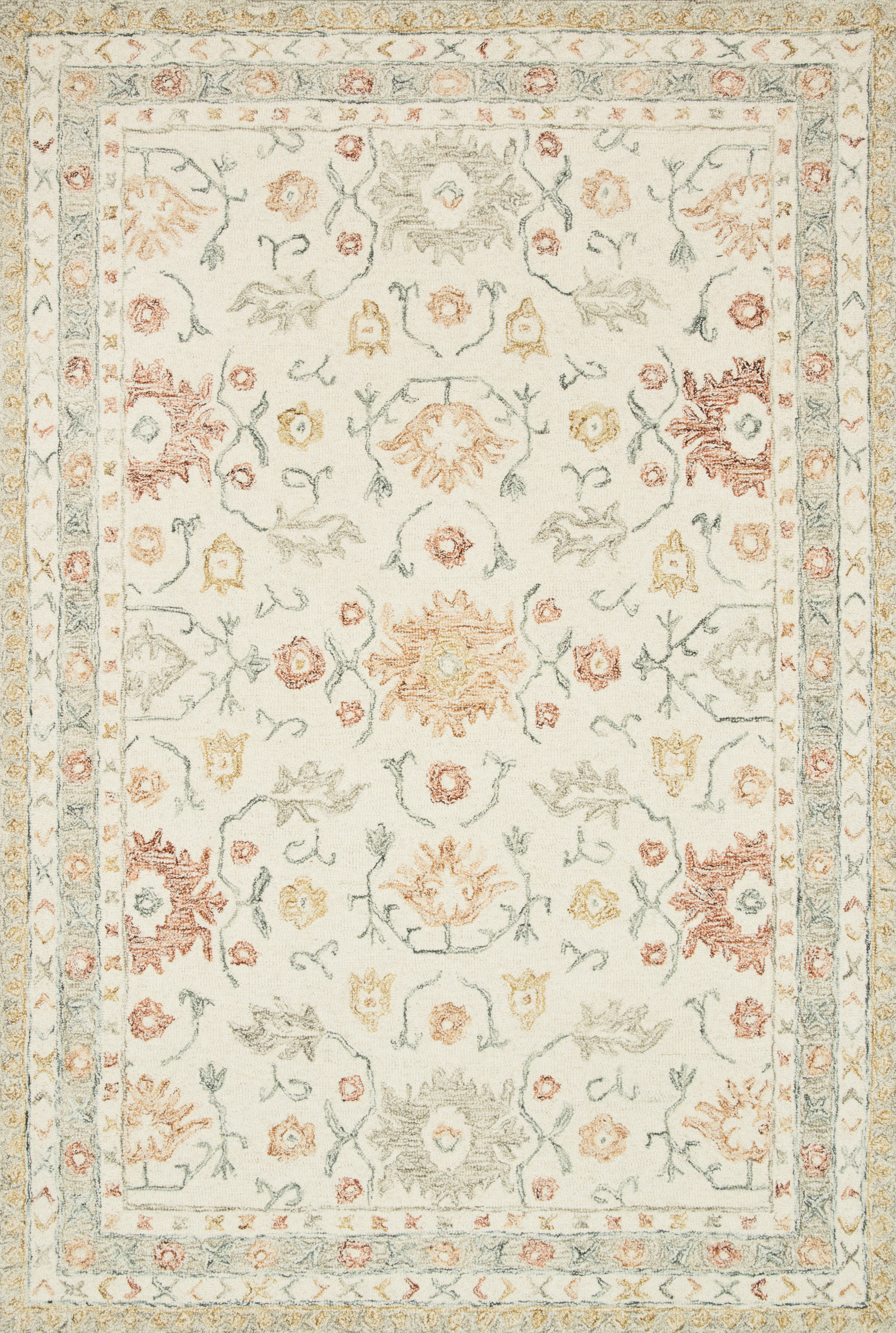Loloi Rugs Norabel Collection Rug in Ivory, Rust - 8'6 x 12'