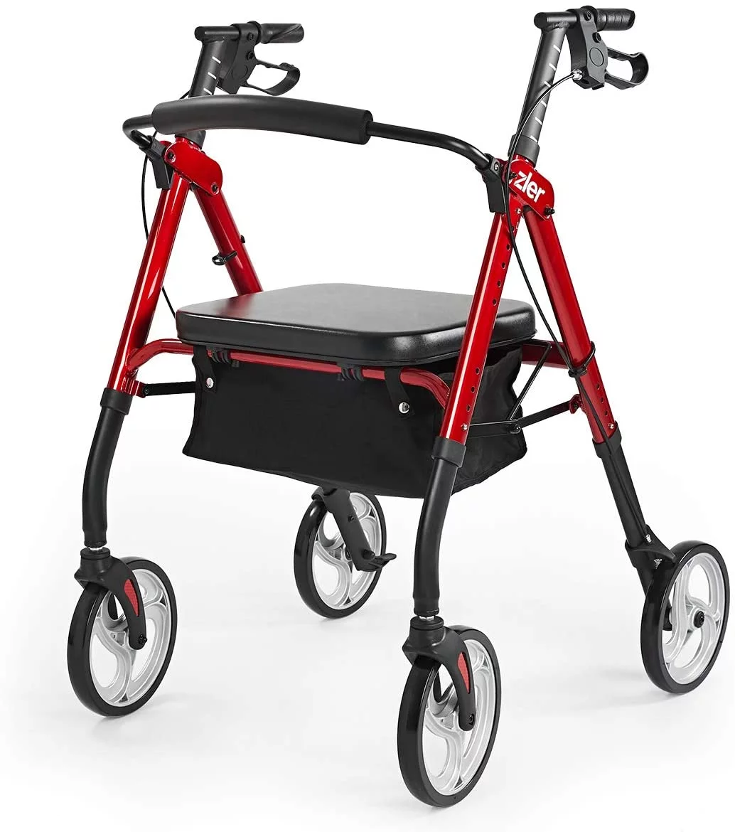 Zler Heavy Duty Rollator Walker 400 lbs, Bariatric Rollator Walker with Extra Wide Padded Seat for Seniors