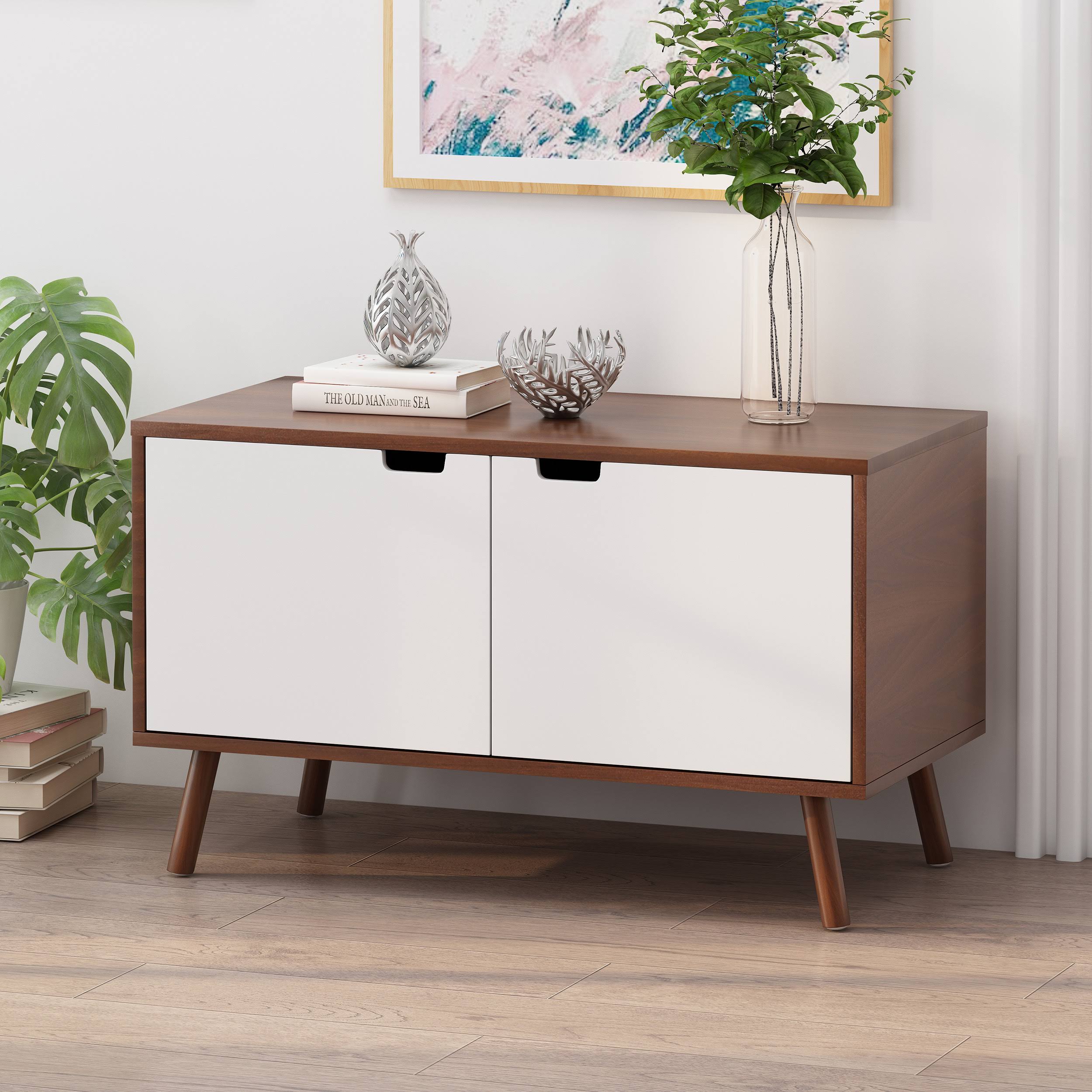 Noble House Pickfair Walnut Accent Cabinet with Doors, Brown 311435