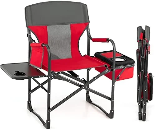 CHIUYN Camping Chair  Folding Directors Chair with    Pocket  Cooler Bag  Shoulder Strap  Handle   Chair   Chair  Support 400 Lbs Lawn Chair for