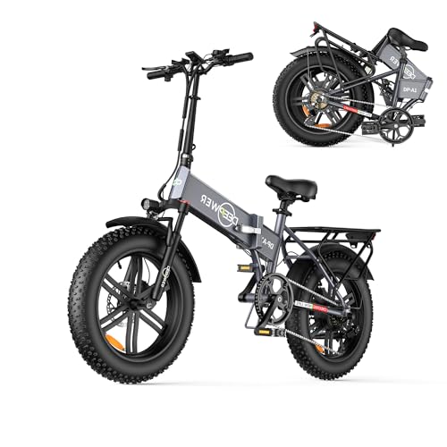 DEEPOWER A1 Folding Electric Bicycle, 1000W 20" x 4.0 Fat Tire Electric Bike, Speed 30MPH, 48V 20Ah Removable Battery, 7-Speed Gears