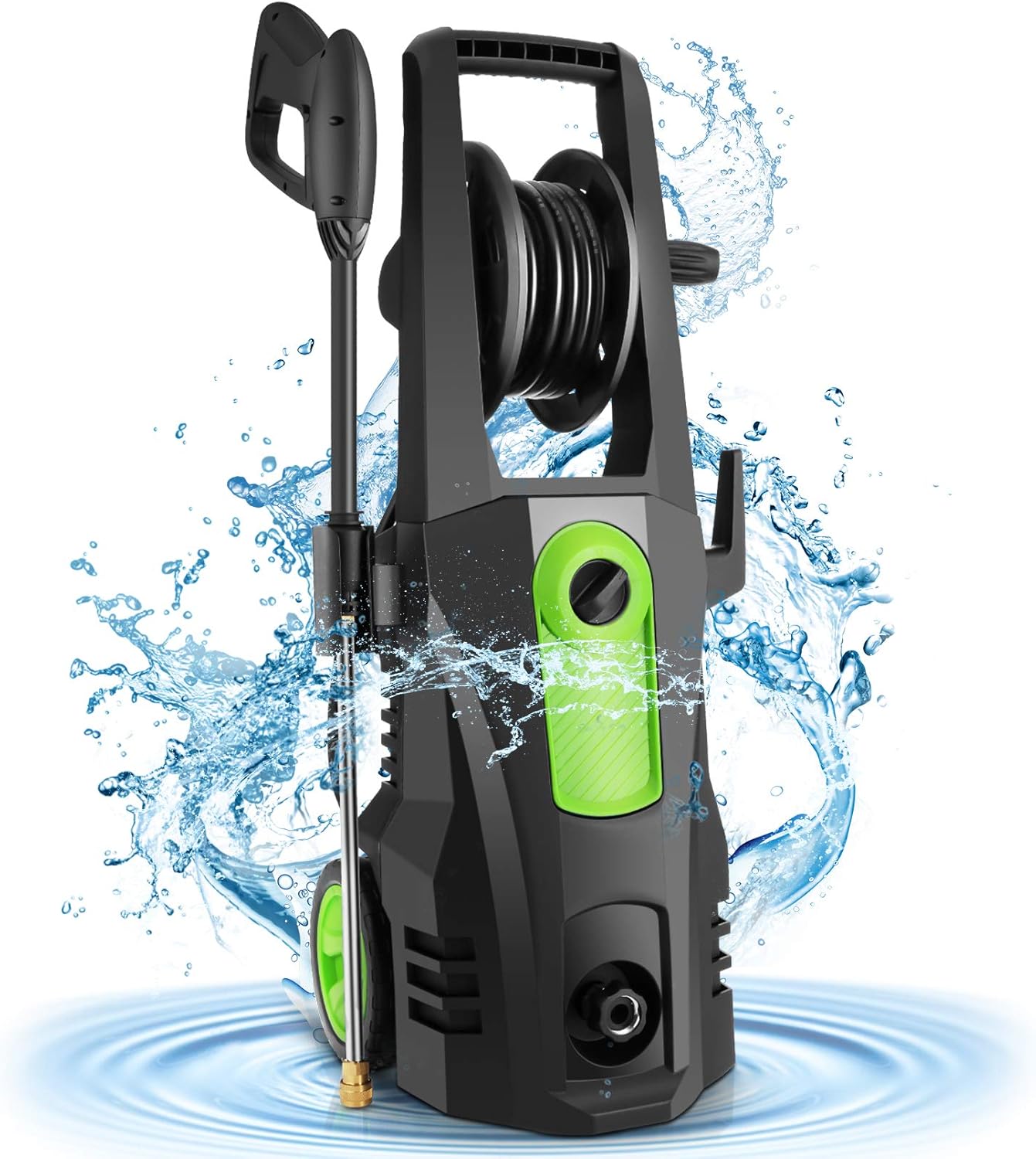 Electric Pressure Washer Power Washer TEANDE Power Washer Electric Powered with Adjustable Spray Nozzle Foam Cannon Hose Reel Great for Cars Fences