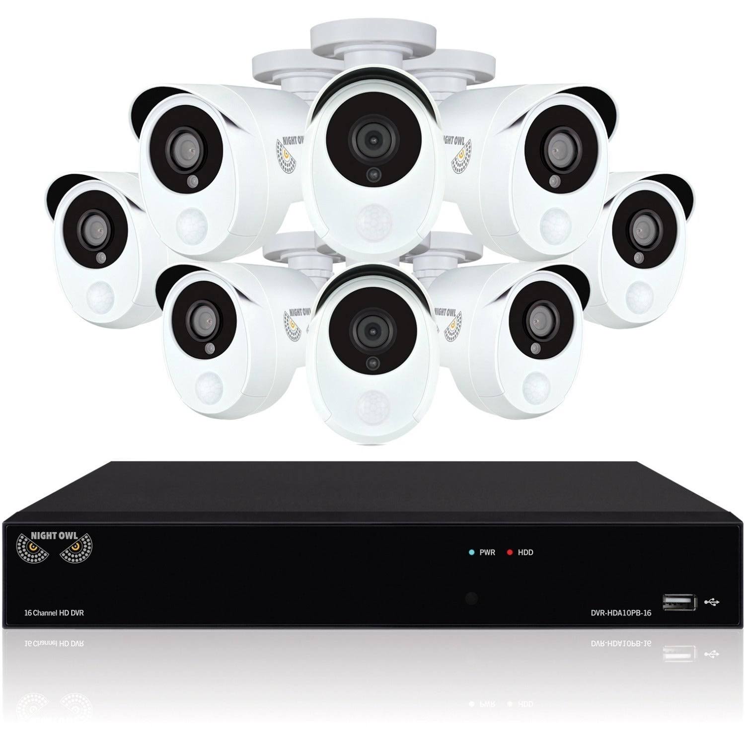 Night Owl B-10PH-1682-PIR 8CH 1080p DVR 2TB 100ft NV 8cam