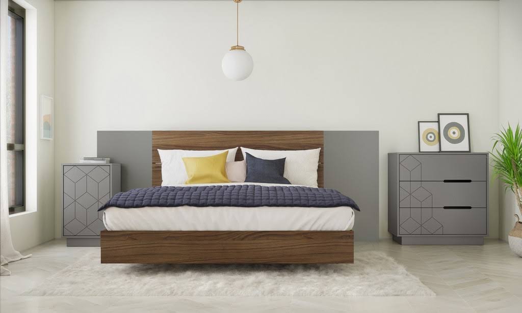Token 5 Piece Queen Size Bedroom Set in Walnut and Greige - Nexera 402983