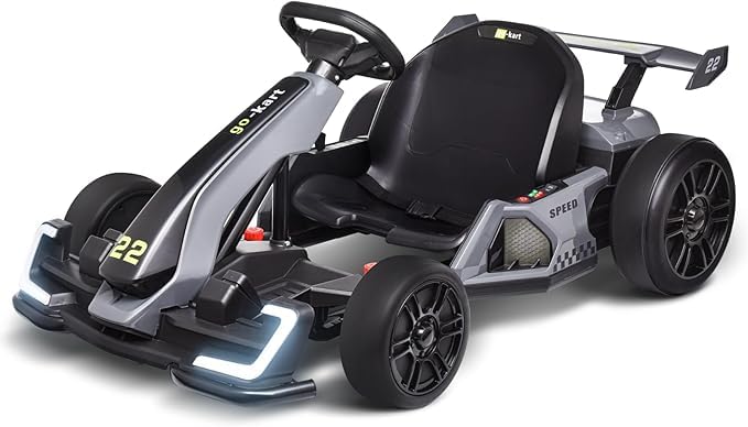 Blitzshark 24V Kids Go Kart 300W Powerful Drift Kart Electric Pedal Kart Outdoor Race Toy, with 2X150W Strong Motor, 7AH Big Battery