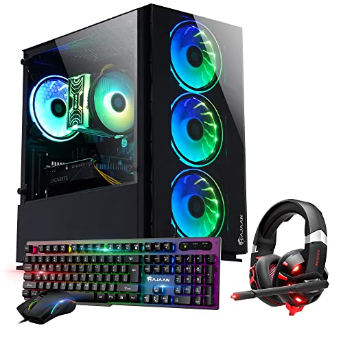 Gaming PC Desktop Tower - Intel i7 Quad Core Processor Upto 4.0GHz - 32GB DDR4 RAM 1TB SSD - AMD Radeon RX 580 8GB GDDR6 - RGB Keyboard Mouse