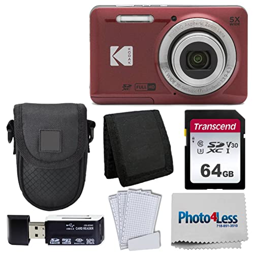 Kodak PIXPRO FZ55, 16MP 28mm Wide-Angle Digital Camera (Red) + Accessories Bundle