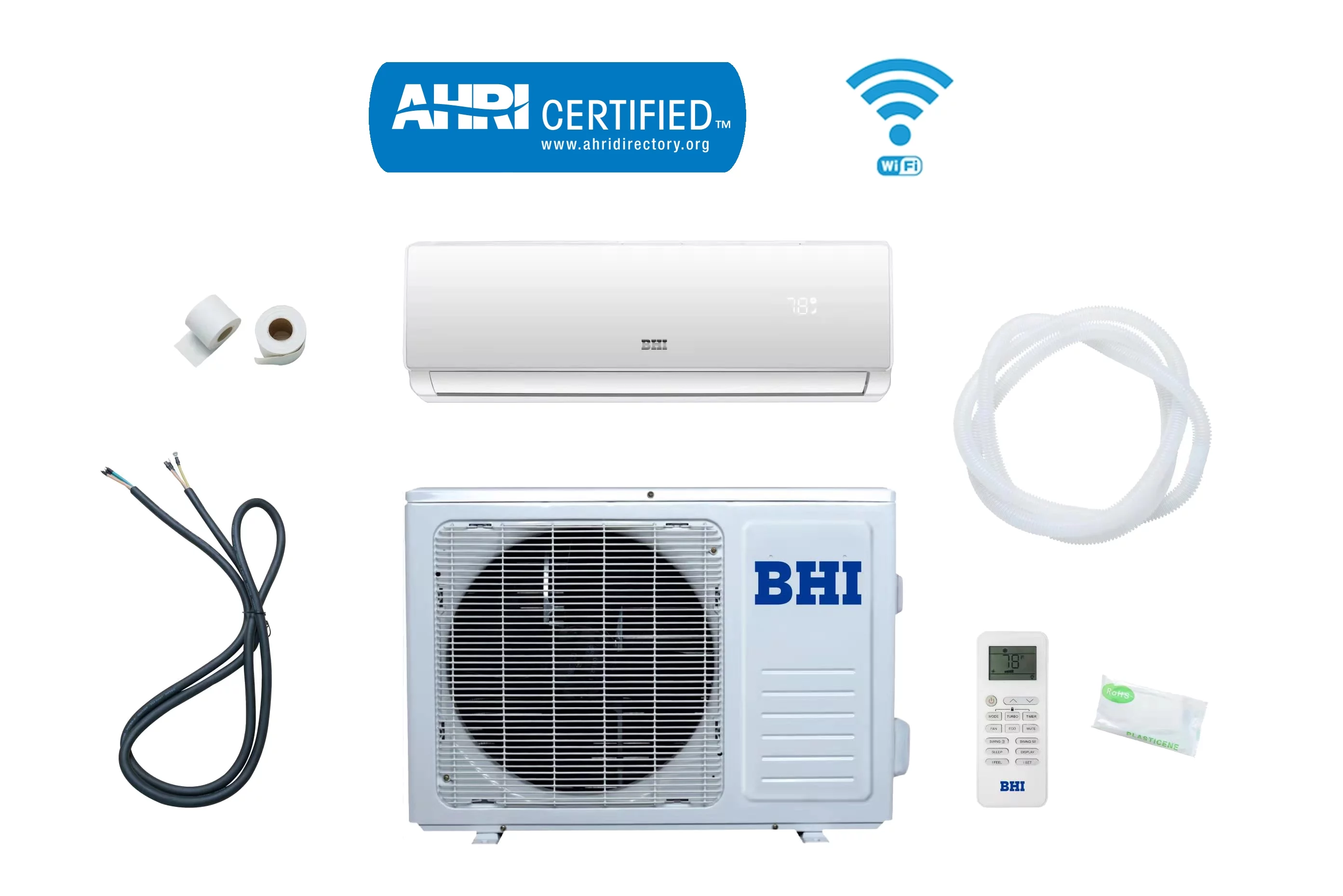 BHI 12,000 BTU Ductless Air Conditioner WiFi Mini Split Heat Pump 19 SEER, 1Ton, 16.4ft (5M) lineset, 230-Volt, Wall Mount - Curated Treasures Market