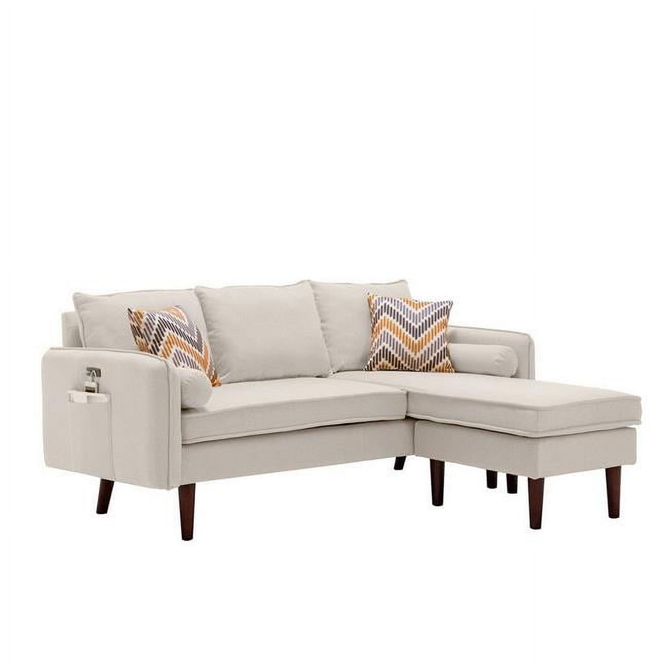70 in. Ranon Sectional Chaise Sofa with USB Charging Port, Beige
