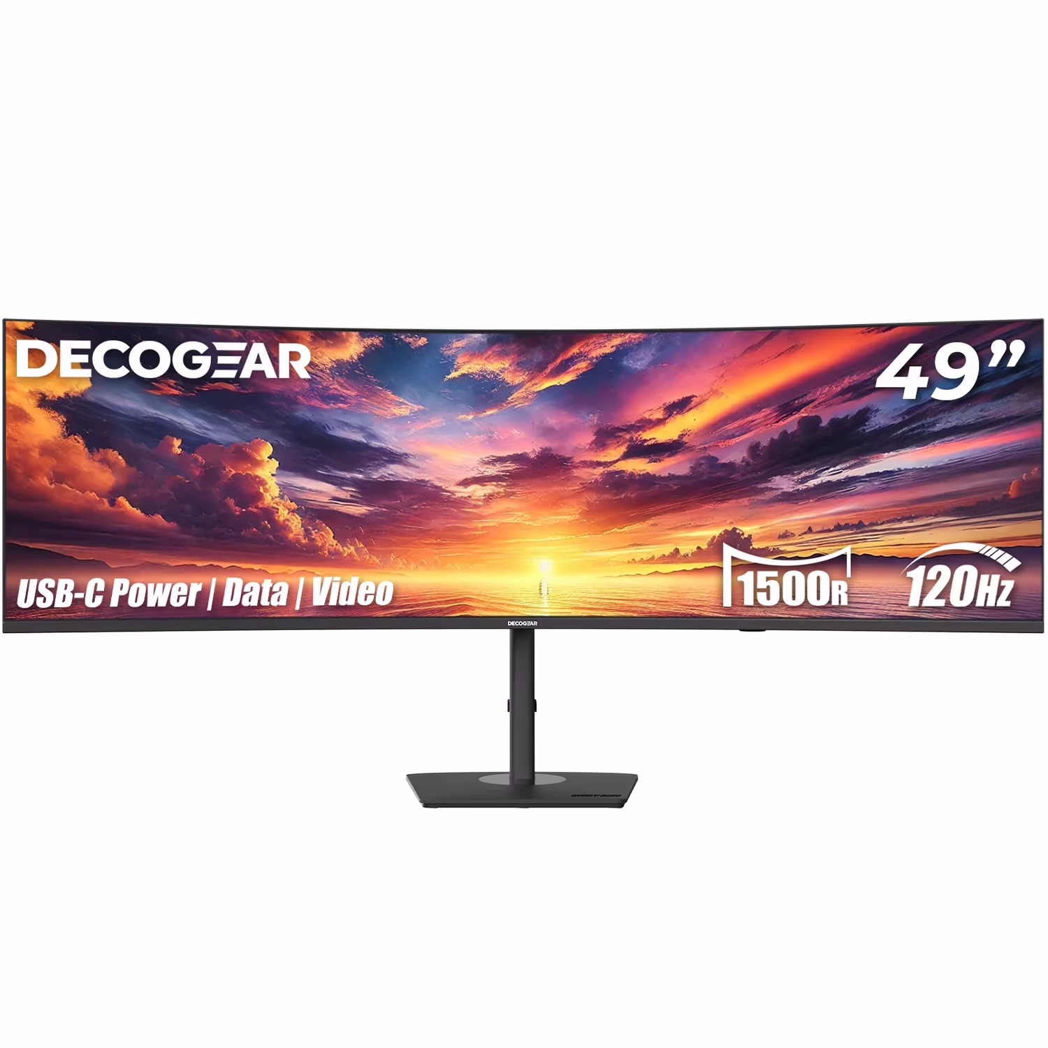 "Deco Gear 49"" 5K Curved Gaming Monitor, 120 Hz, 101% NTSC, 100% sRGB, Adjustable Stand"