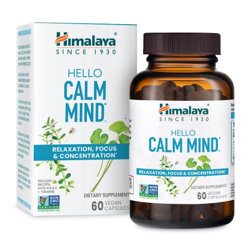 Himalaya Hello Calm Mind Herbal Supplement, with Bacopa, L-Theanine, Gotu Kola , Supports Concentration & Focus, Cognitive Function, Clear Thinking