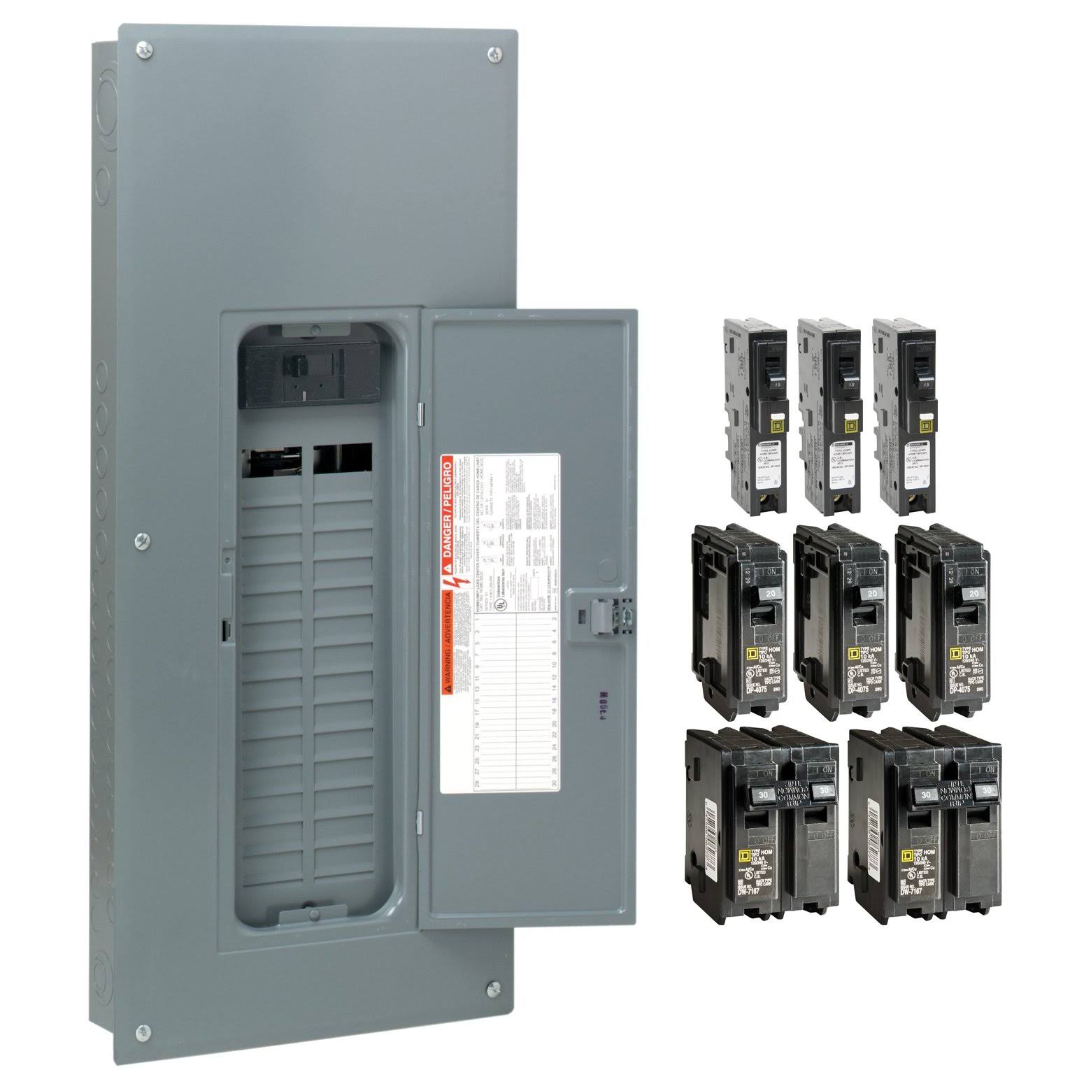 Square D by Schneider Electric HOM3060M200PCAFVP Homeline 200 Amp 30-Space 60-Circuit Indoor Main Breaker Load Center with Cover