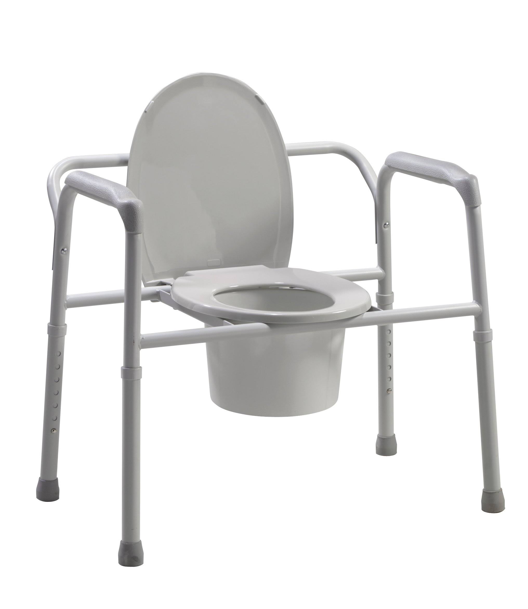 Drive Medical | Bariatric Folding Commode, 650lb Capacity, Grey