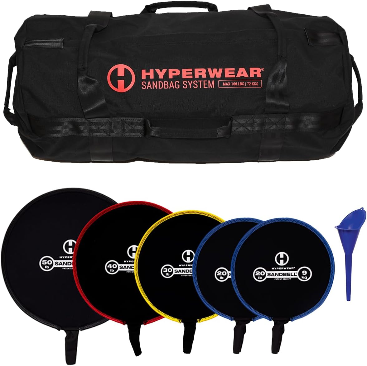 HYPERWEAR Yoga Sandbags Sandbell Sandbag Workout Bag Includes SandBell Set Kettlebells Empty SandBell Sand Bags Size Empty LG 160lb (20lb, 20lb, 30lb
