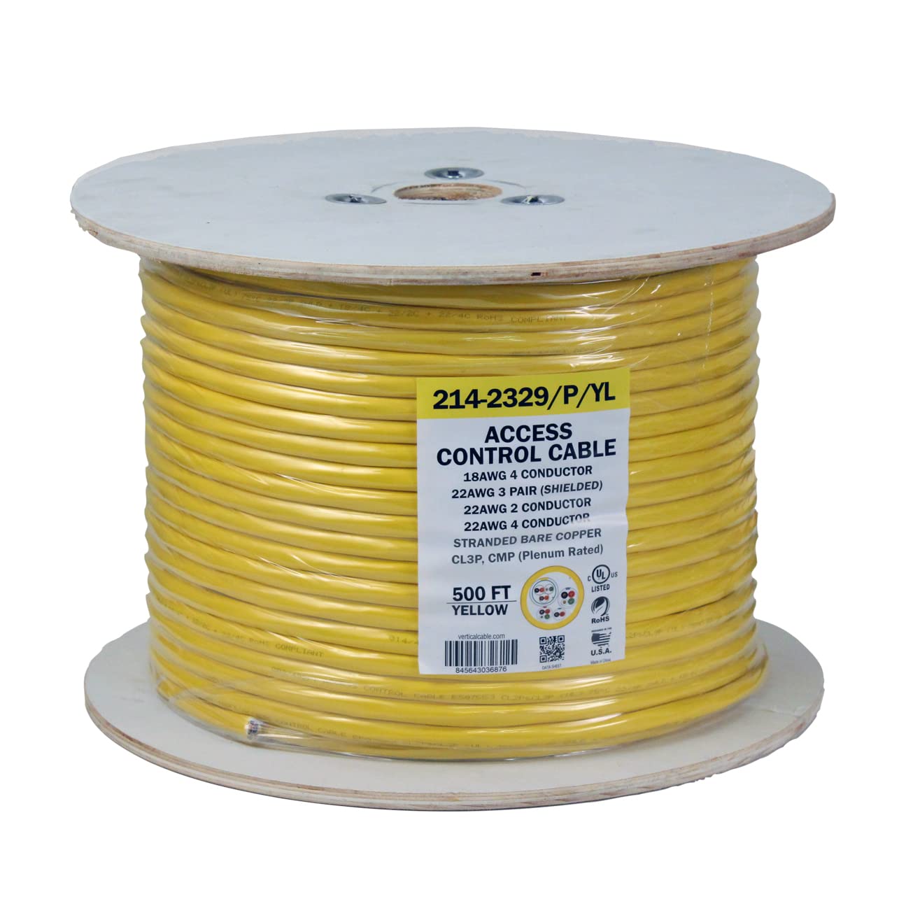 Vertical Cable Access Control Cable Plenum: 22AWG/3 Pair Shielded + 18AWG/4 Conductor + 22AWG/4 Conductor + 22AWG/2 Conductor