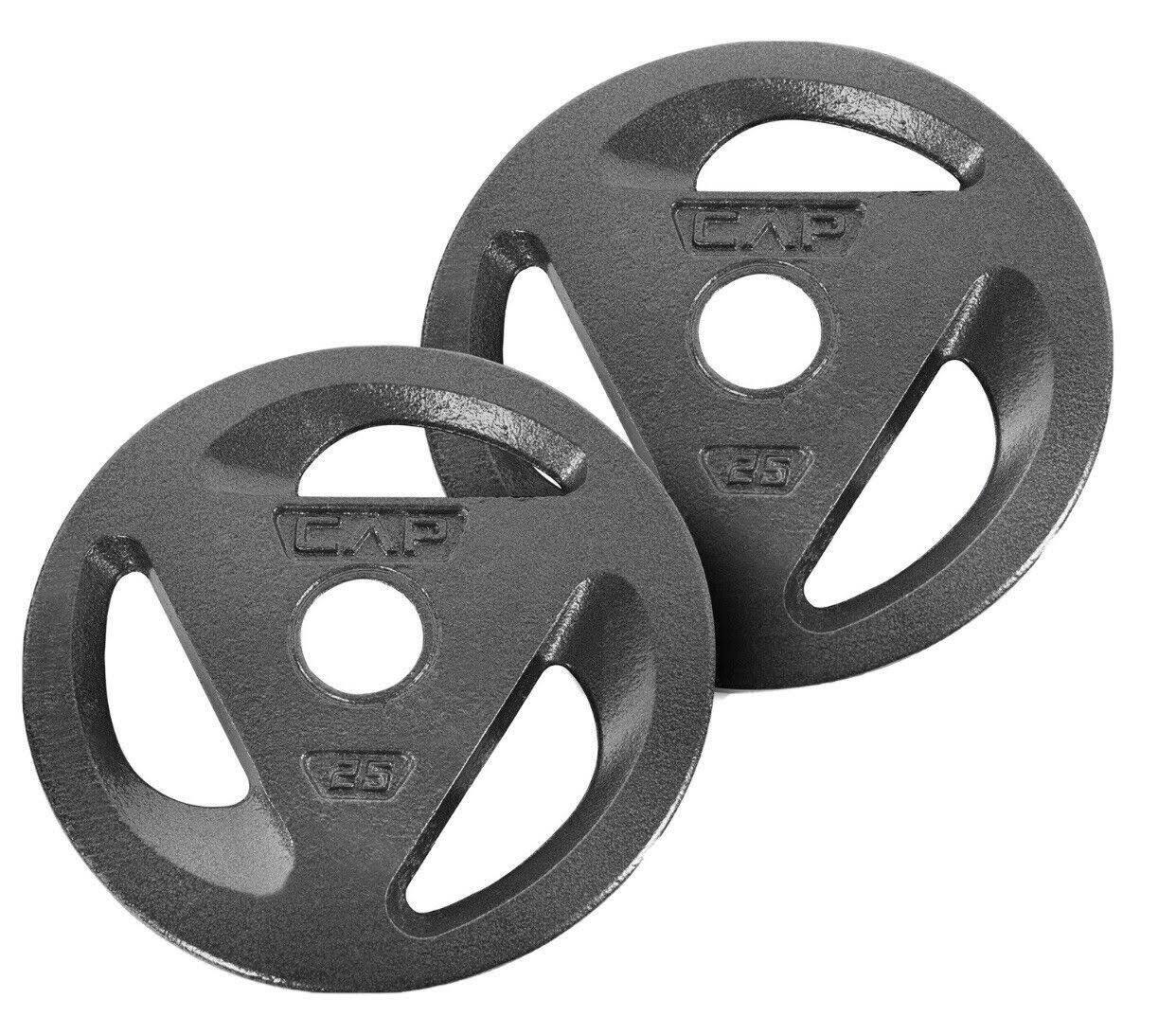 Cap 50lb Olympic Weight Plate Set (2) 25 lb Plates Cast Iron