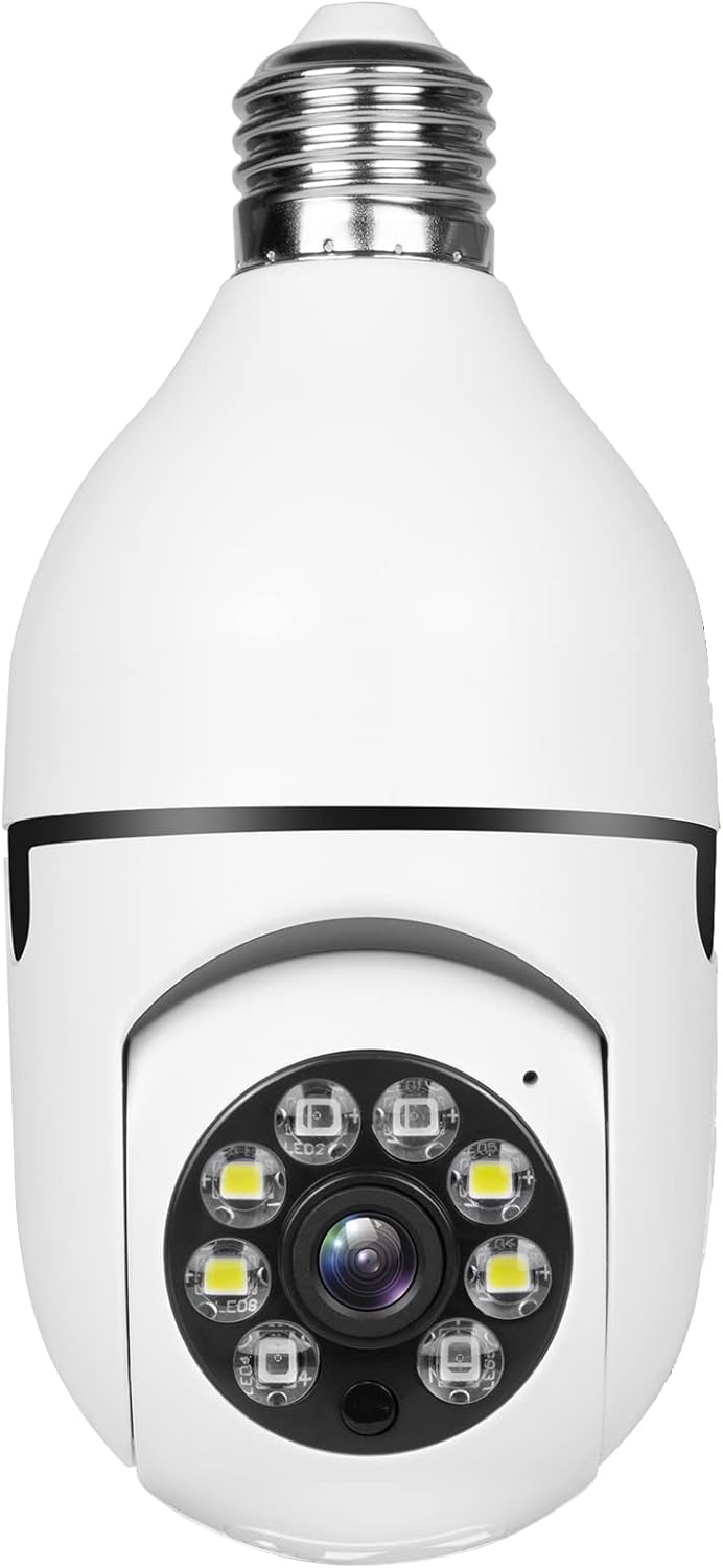 PTZ E27 Bulb Wireless Security Camera,1080P 360 Degree Panoramic Connector with WiFi,Human Motion Detection Alarm