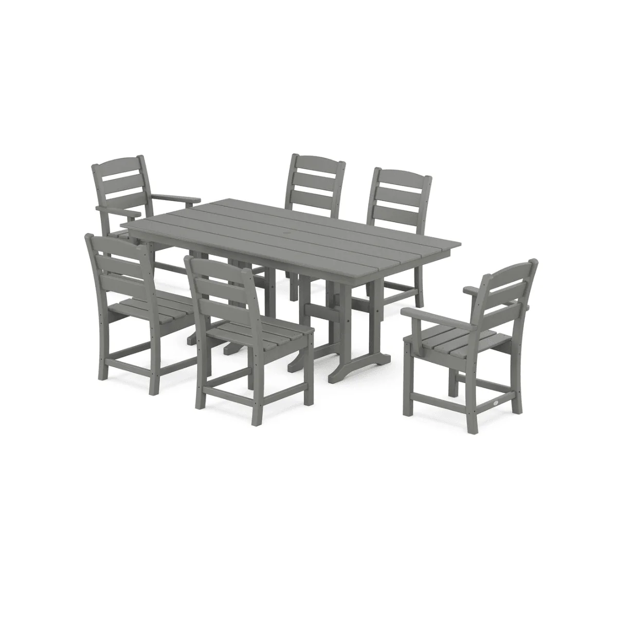 Polywood Lakeside 7-Piece Farmhouse Dining Set - Slate Grey