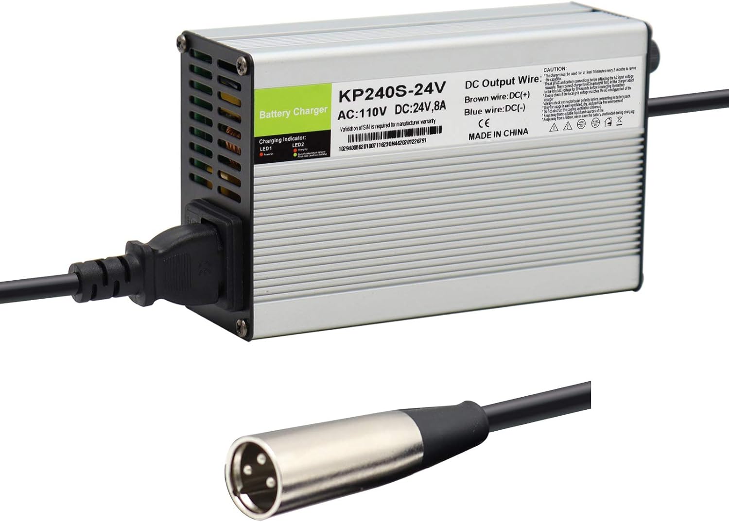 24V 8A Lead Acid Battery Charger with 3-Pin XLR Connector for Jazzy 1450, invacare tdx 3, Invacare Pronto M51, Sunrise Medical, Quickie