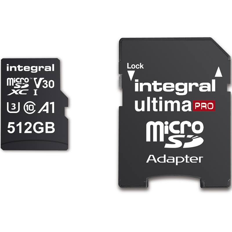 Integral 512gb UltimaPro A2 V30 High Speed Micro SD Card (sdxc) UHS-I