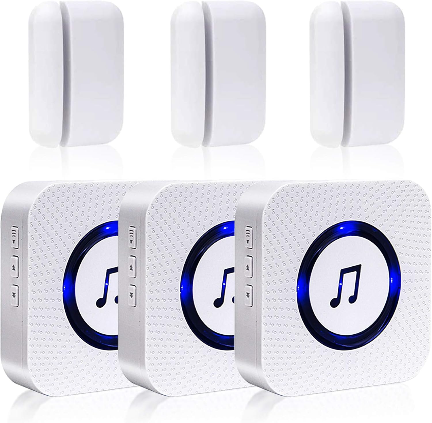 Door Chime-Wireless Door Open Chime with 1000ft Range LED Indicators- Door Entry Chime with 55 Chimes 5 Adjustable Volume Mute Mode for