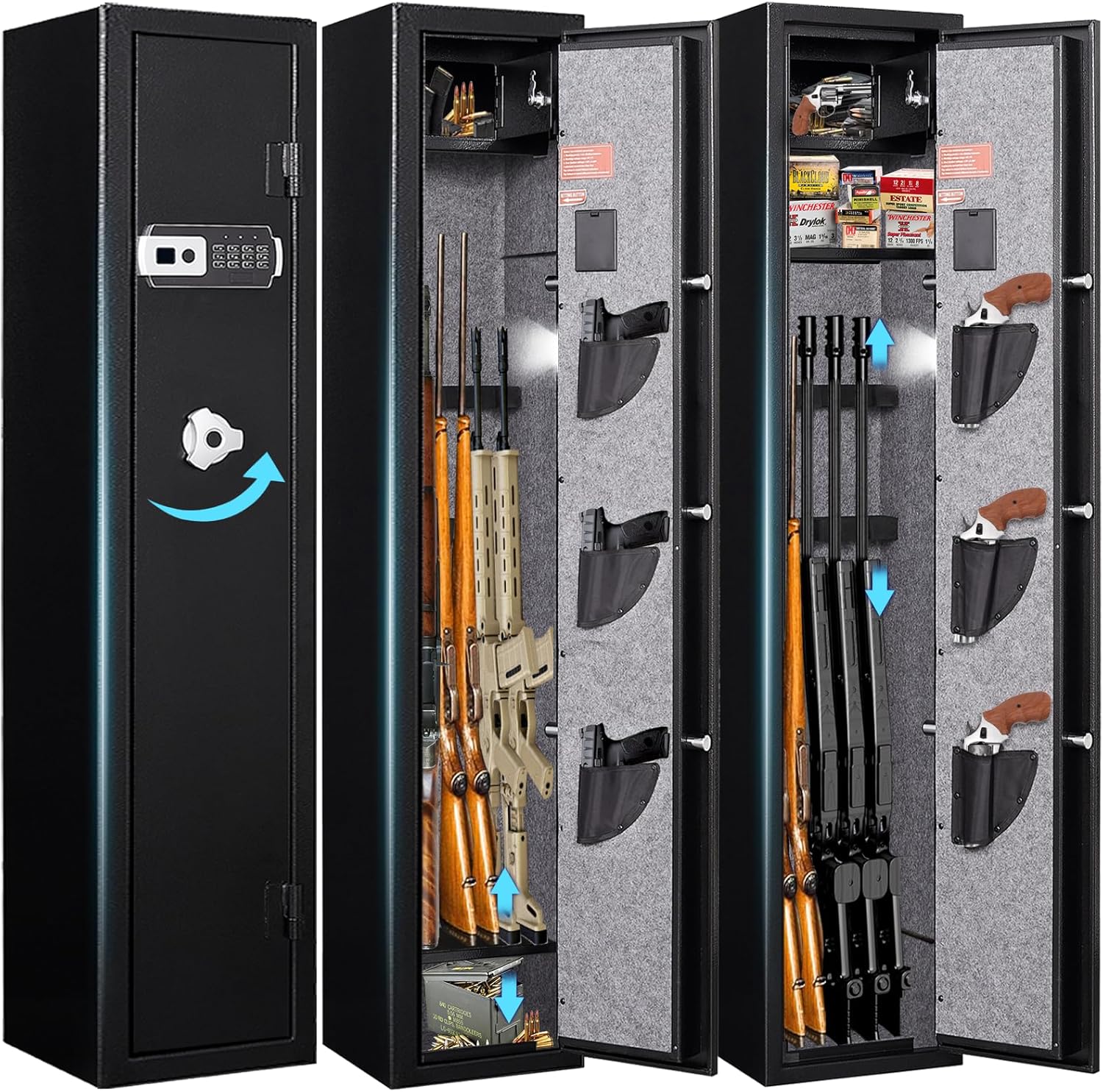 5-6 Gun Rifle Safe, Gun Safes for Home Rifles and Pistols, Quick Access Long Gun Safe Shotgun Rifle Cabinet