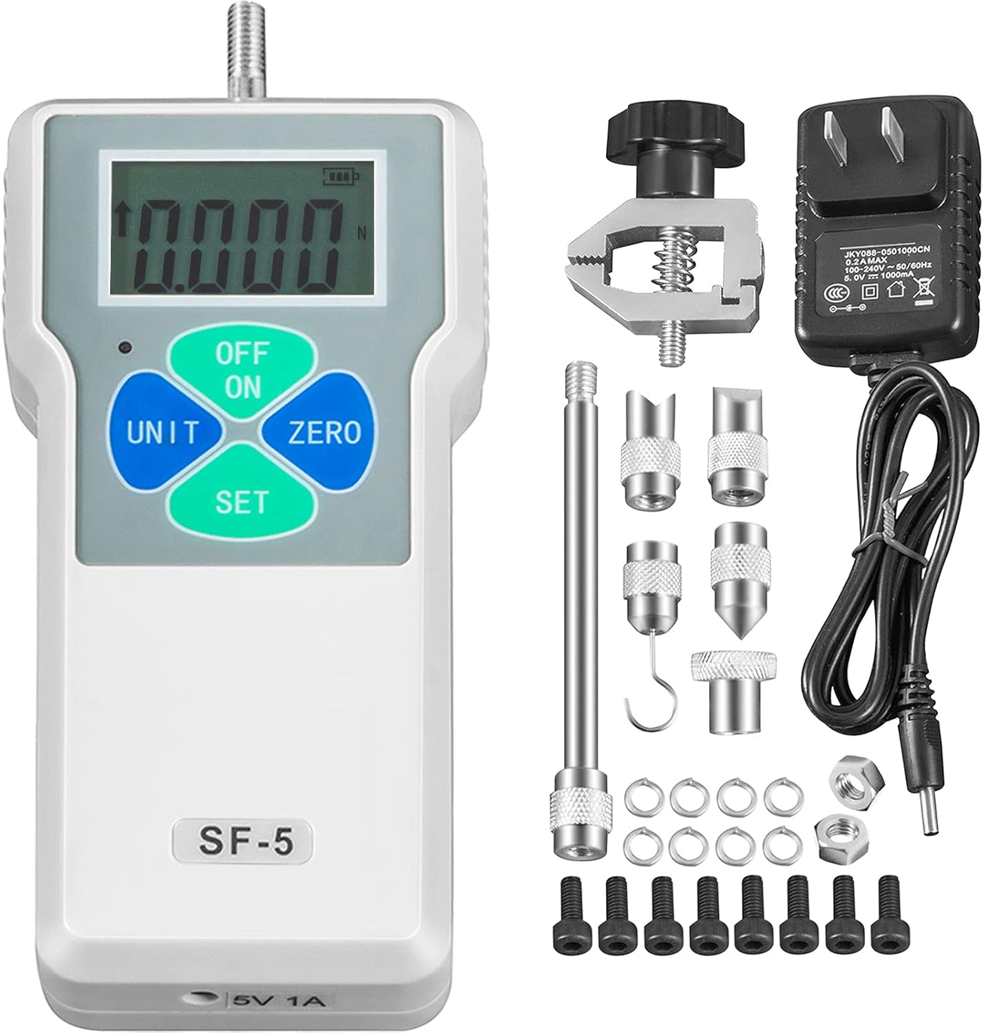 VEVOR Digital Force Gauge 500N/50kgf/110lbf Push Pull Force Gauge w/LCD Backlight Display Pull Force Tester Peak/Track Mode Digital Thrust Meter Data