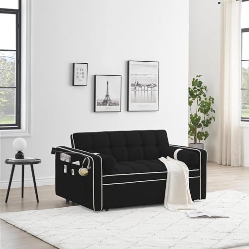 LUMISOL Convertible Couch with Pullout Bed, 3 in 1 Sleeper Sofa Couch Bed, 55" Sofa Bed with Adjustable Backrest