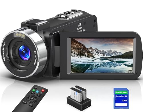 8K Video Camera Camcorder, 64MP IR Night Vision Vlogging Camera, 18X Zoom WiFi Digital Touch Screen Camcorder for YouTube with 32G SD Card