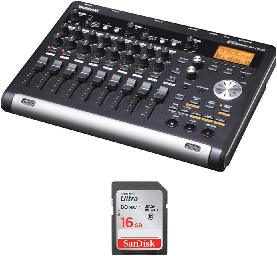 Tascam DP-03SD Digital Portastudio 8-Track Recorder Bundle with 16GB Memory Card