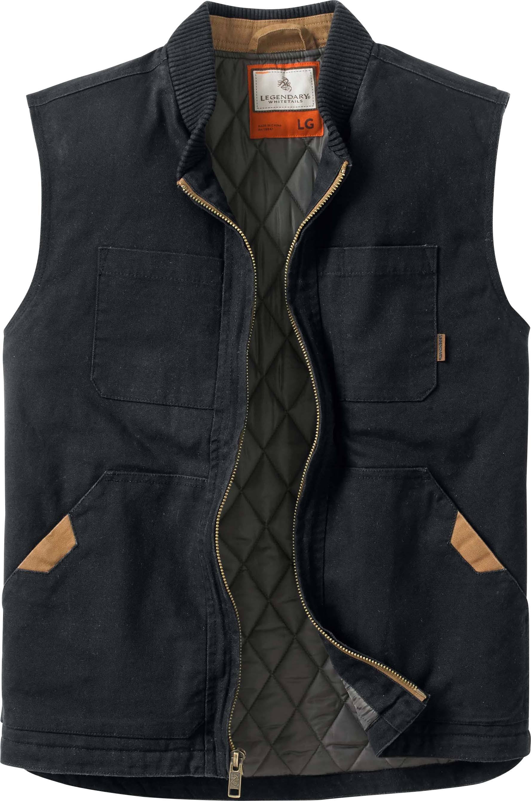 Legendary Whitetails Men&s Canvas Cross Trail Vest Black Medium