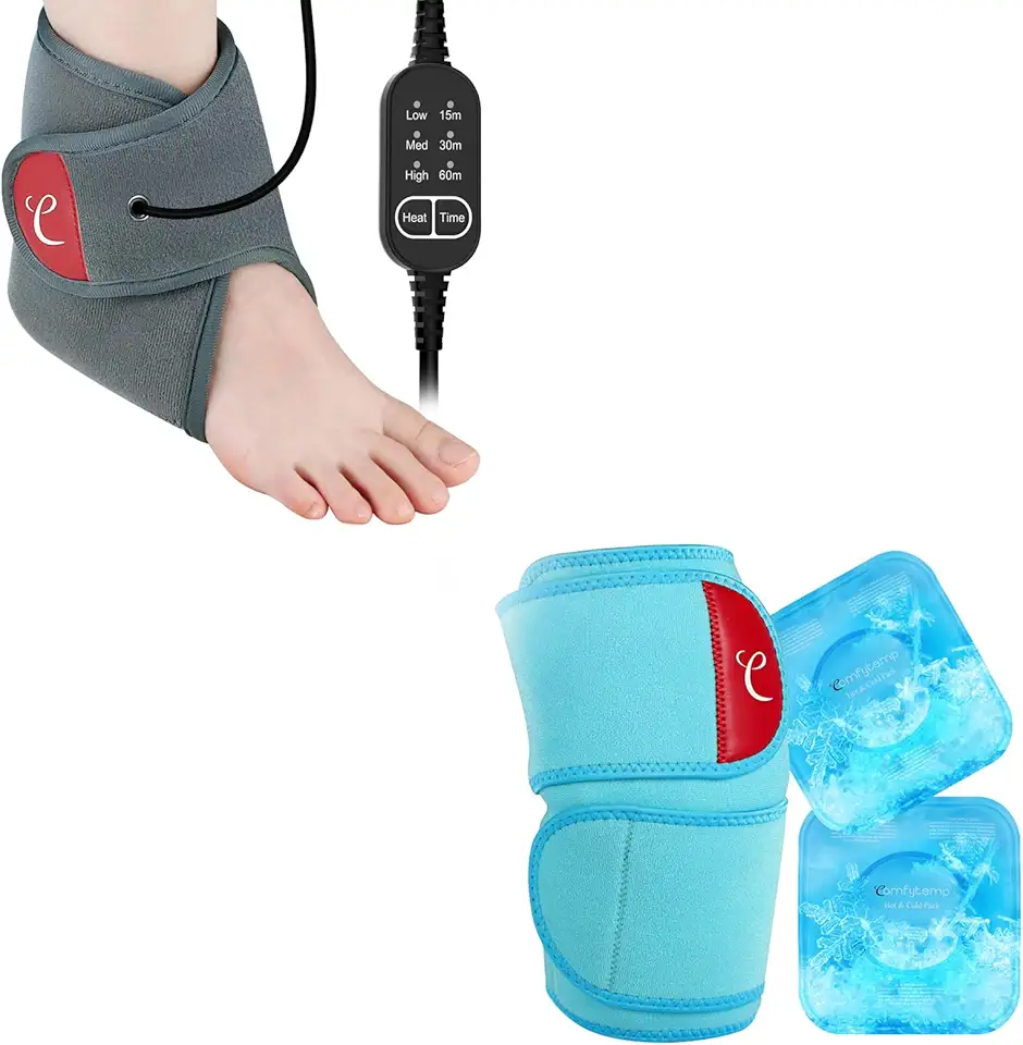 Comfytemp Ankle Heating Pad and Large Knee Ice Pack Wrap, FSA HSA Eligible, After Surgery Gifts for Men Women - Kansas Nuitrition - HNZSDS
